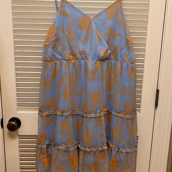 3.  Vero Moda Curve Kaya Sleeveless Ruffle Trim Dress in Blue Bella, Size 18W - Picture 7 of 12